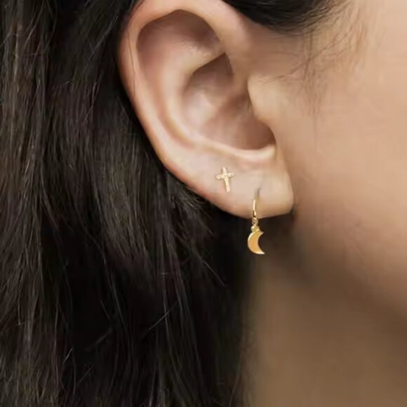 Cross Stud Earrings Pave CZ "Diamonds" Cross Studs Faith Jewelry Gift for her - Picture 7 of 13